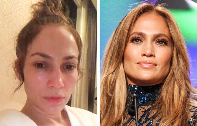 Jennifer Lopez makeup-free