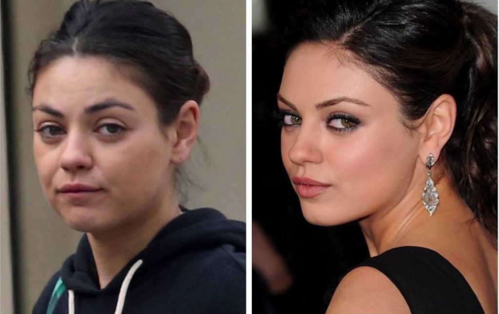 Mila Kunis with and without makeup