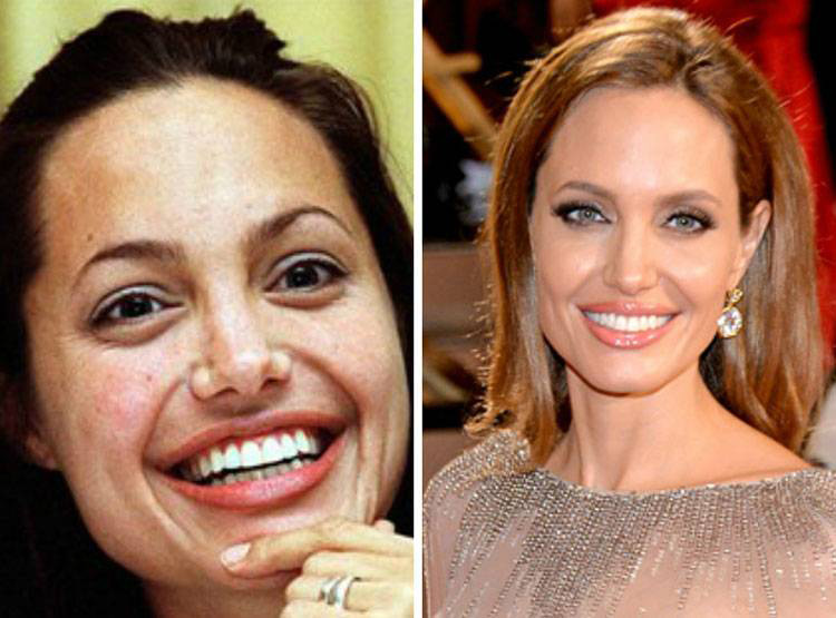 Angelina Jolie with and without makeup