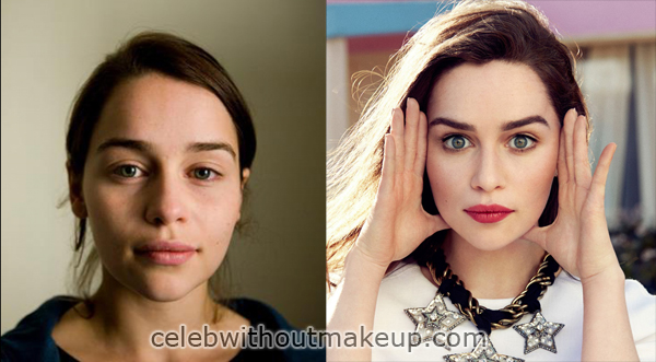 Emilia Clarke Before and After Makeup