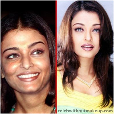 Aishwarya Rai before and after makeup