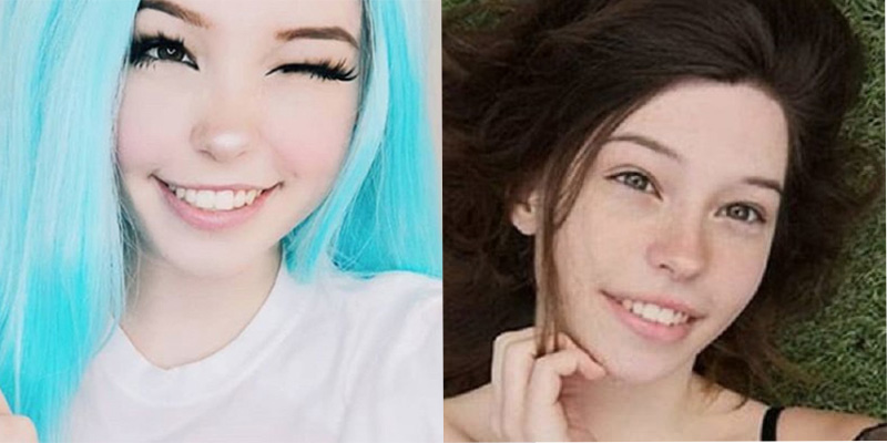 Belle Delphine no makeup comparison