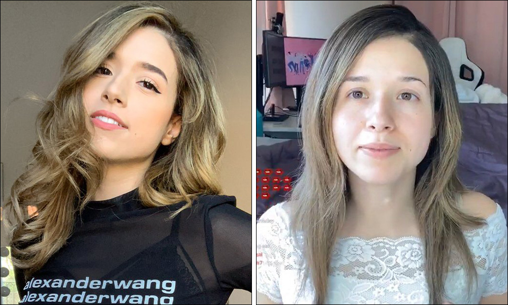 Pokimane with and without makeup