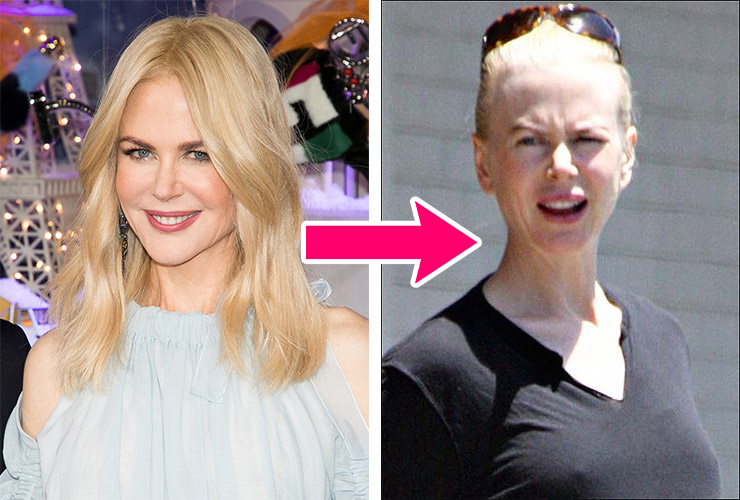 Nicole Kidman with and without makeup